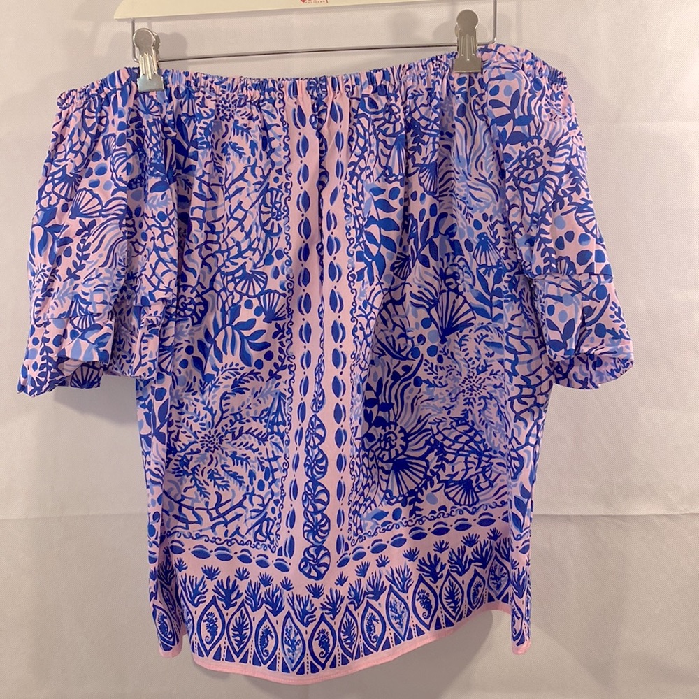 Lilly Pulitzer Frankee Off The Shoulder Short Sleeve Top NWT size XL - Picture 2 of 10